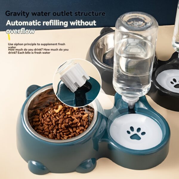 Automatic Pet Feeder & Water Dispenser Set - Non-Electric, Dual Bowl Design for Cats and Dogs - Image 10