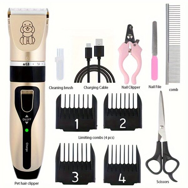 USB Rechargeable Pet Grooming Kit - Electric Hair Trimmer for Dogs & Cats, Low Noise, Portable Clippers - Image 8