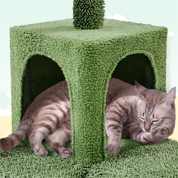 Costoffs 53.5'' Height Cactus Cat Tree Cat Furniture with Natural Sisal Hammock Platform Cat Tree Basket Cat Climbing Tree for Small- to Medium-sized Cats - Image 4