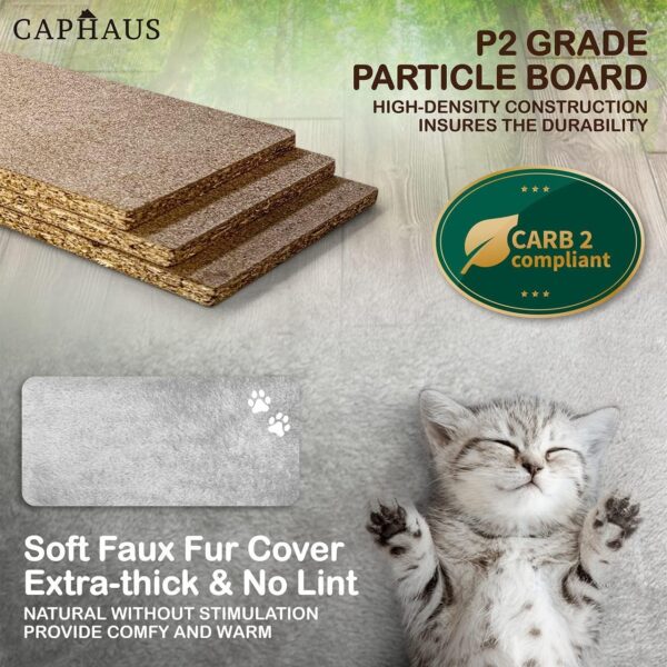 CAPHAUS Tall Cat Tree for Indoor Cats, Modern Cute 70-Inch Climbing Play Tower with Top Perch for Large Kittens, Multi-Level Cat Activity Tree w Scratching Posts, Hammock, Cat Cave Condo - Image 13