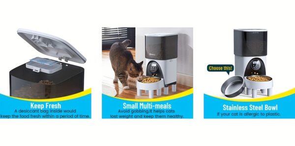 Elevated Automatic Cat Feeders, 19 Cup Timer Dry Food Dispenser for Cats and Dogs Pets with Desiccant Bag, Dog Feeder with Portion Control, Voice Recorder, 1 Pack - Image 17