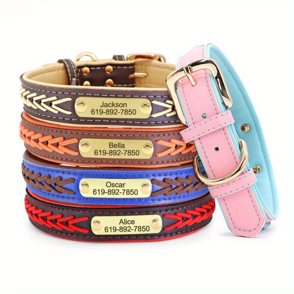 Personalized Engraved Braided Dog ID Tag Collar - Adjustable, Customizable with Name & Contact Info for Small to Large Breeds (Pitbull, French Bulldog) - Red & Black Design, Dog Collar | Stylish Dog Collar | Dog Collar - Image 22