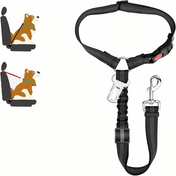 1pc Premium Dog Car Safety Seat Belt - Adjustable, Comfort-Cushioned, Durable Headrest Restraint for Secure Travel - High-Strength Elastic, Quick-Adjust Design for Ultimate Pet Safety - Image 7