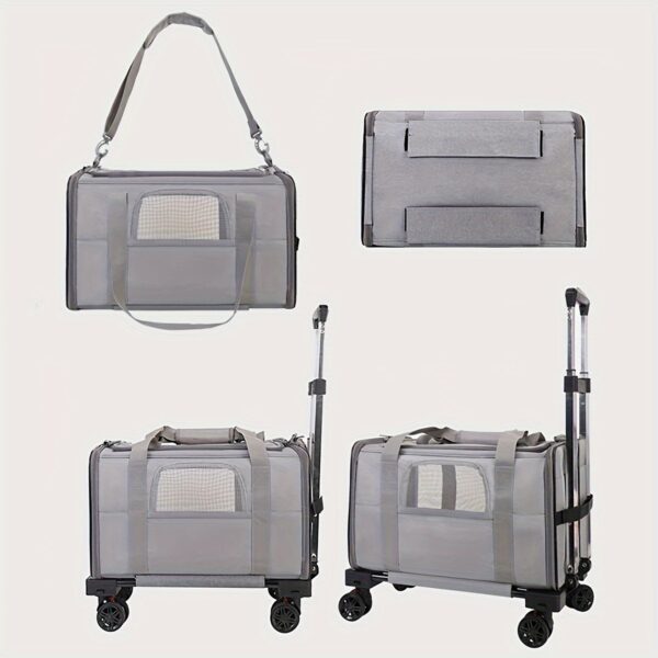 Cat And Dog Carrier With Detachable Wheels - Airline Approved Rolling Carrier For Small Pets And Cats - Foldable Pet Travel Bag - Image 7