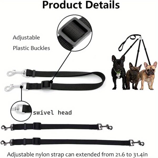 3-Way Dog Leash | Adjustable Nylon Seat Belt for Car Travel, Hiking & Camping | No-Pull Design with Comfort Grip Handle | Multi-Color Options | Secure Clip Attachment for Safe Outdoor Walks, Car Safety Gear | Comfortable Grip Leash | Durable Nylon Leash - Image 17