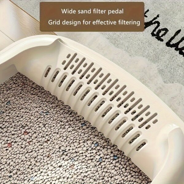 1pc Cat Litter Box, Oversized Semi Enclosed Cat Toilet, Anti Sand Small Kitten Litter Box - Image 6