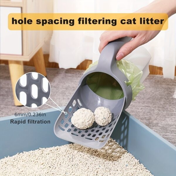 120pcs Large Capacity Disposable Pet Poop Bags with Integrated Cat Litter Shovel and 1 Roll Poop Bag - Easy Scoop, Convenient Bag Holder, and Sanitary Cleaning for Cats - Image 6