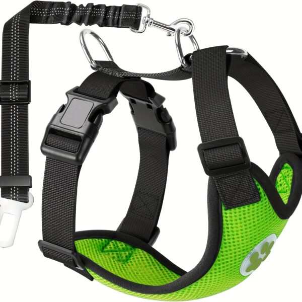 Adjustable Dog Car Harness Seat Belt Set, Pet Vest Harness For Car With Strap - Image 11