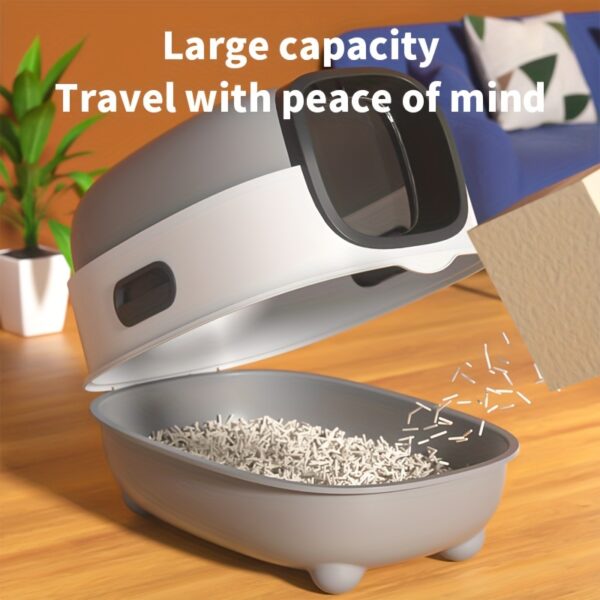 1pc Large Capacity Cat Litter Box, Anti-Splash Fully Enclosed Top-Entry, Odor Isolated, Dual Use, Foldable Design, Spacious For Cats Up To 40lbs/18kg - Image 7