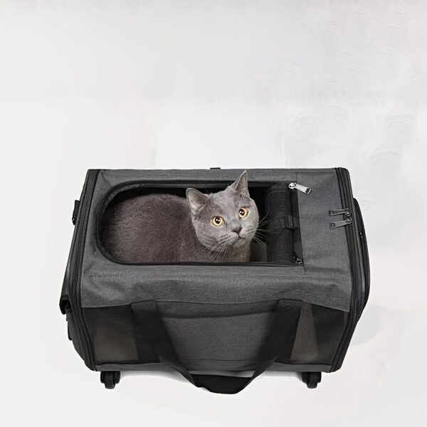 [Extra Large Pet Carrier] Spacious Extra Large Foldable Pet Travel Carrier - Detachable Design, Secure Nylon Trolley Case for Dogs and Cats, Blue, Zipper Closure, Comfortable Wheels for On-the-Go Adventures, Pet Travel Gear | Detachable Pet Carrier | Stur - Image 3