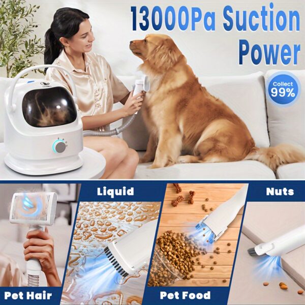 Pet Grooming Kit And Dog Hair Vacuum Cleaner 99% Pet Hair Suction, Silent, High Suction, Large Capacity, Dog Hair Grooming Kit, Dog Hair Brush Vacuum Cleaner, Pet Grooming Tools, Low Noise Dog Hair Remover Pet Grooming Supplies - Image 4