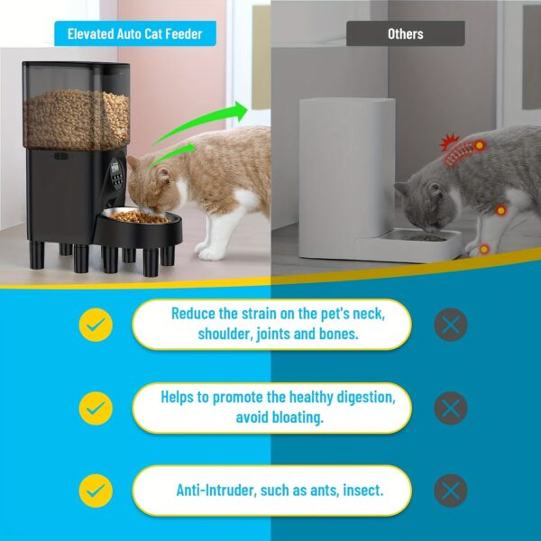 Elevated Automatic Cat Feeders, 19 Cup Timer Dry Food Dispenser for Cats and Dogs Pets with Desiccant Bag, Dog Feeder with Portion Control, Voice Recorder, 1 Pack - Image 10