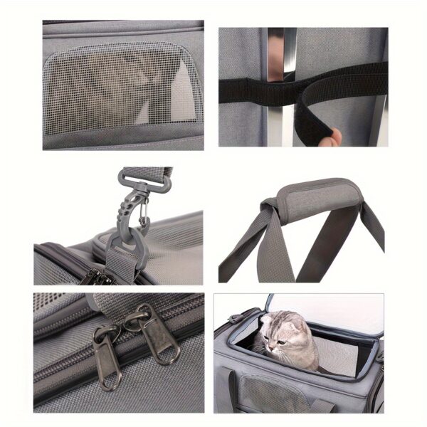 Cat And Dog Carrier With Detachable Wheels - Airline Approved Rolling Carrier For Small Pets And Cats - Foldable Pet Travel Bag - Image 9