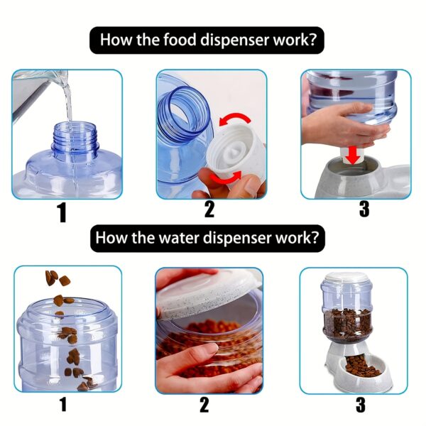 A Set Of Automatic Pet Feeders And Drinkers - High Capacity, Gravity Supply, Battery-free Plastic Feeding And Drinking Stations For Cats And Dogs - Image 2