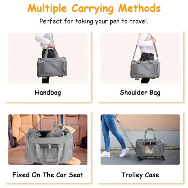 [Extra Large Pet Carrier] Spacious Extra Large Foldable Pet Travel Carrier - Detachable Design, Secure Nylon Trolley Case for Dogs and Cats, Blue, Zipper Closure, Comfortable Wheels for On-the-Go Adventures, Pet Travel Gear | Detachable Pet Carrier | Stur - Image 11