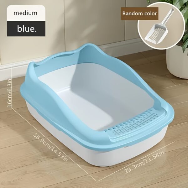 1pc Cat Litter Box, Oversized Semi Enclosed Cat Toilet, Anti Sand Small Kitten Litter Box - Image 3