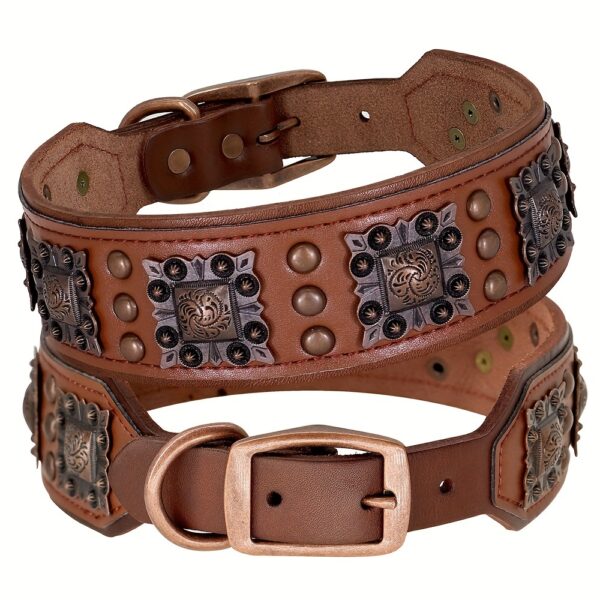 Heavy Duty Studded Leather Dog Collar for Medium and Large Dogs - Durable and Comfortable - Image 13