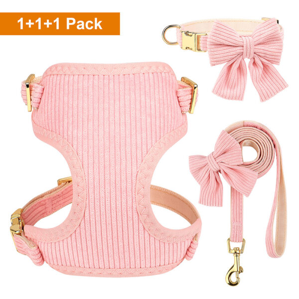 Soft Breathable Dog Collar Harness Leash Set Bowknot Pet Vest Harnesses Adjustable Pet Collars Leads For Small Medium Dogs - Image 6