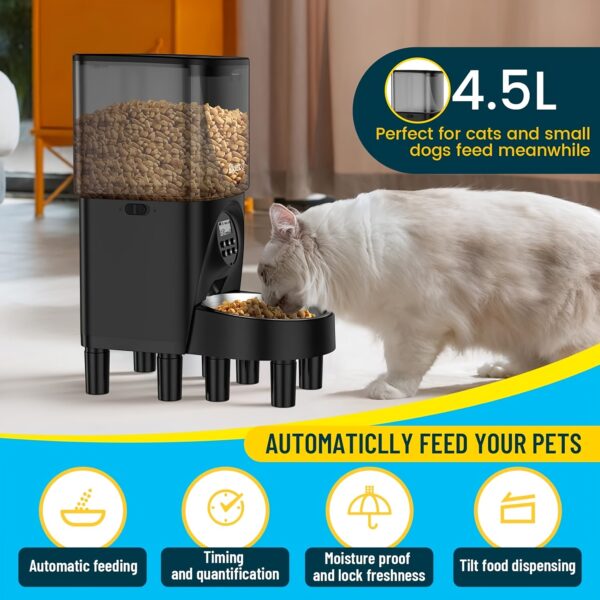 Elevated Automatic Cat Feeders, 19 Cup Timer Dry Food Dispenser for Cats and Dogs Pets with Desiccant Bag, Dog Feeder with Portion Control, Voice Recorder, 1 Pack - Image 9