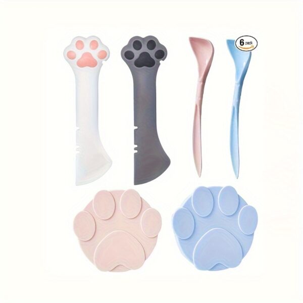 Cat Food Jar Spoon Storage 4 Pcs Lightweight Multifunctional Mini Scraper Pet Can Opener High Sealing Universal Silicone Pet Food Jar Lid Stainless Steel Wet Food Spoon for Cats and Dogs (Gray) - Image 6