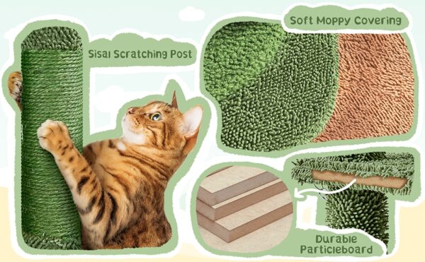 Costoffs 53.5'' Height Cactus Cat Tree Cat Furniture with Natural Sisal Hammock Platform Cat Tree Basket Cat Climbing Tree for Small- to Medium-sized Cats - Image 10