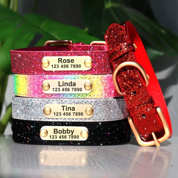 Bling Customized Dog Collar Anti-Lost Glitter ID Dog Collar Adjustable Pet Puppy Collar For Small Medium Dog Ji Doll Pug - Image 6