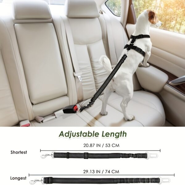 Adjustable Dog Car Harness Seat Belt Set, Pet Vest Harness For Car With Strap - Image 5