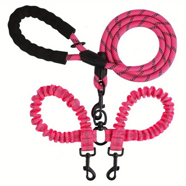 Two Dog 360 Swivel No Tangle Double Shock Absorbing Reflective Bungee Training Leashes, Double Dog Leashes for Walking - Image 17