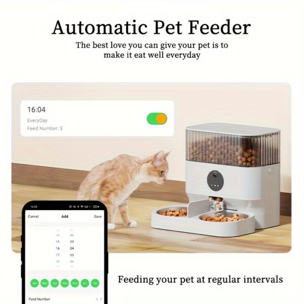 Large Capacity Automatic Dog Feeder, WiFi Cat Food Dispenser, with 1080P Camera, Can Feed 2 Cats and Dogs, 1.32gal Pet Feeder, APP Control, Two-way Audio, Dual Power, Three Versions, Ideal Gift for Pet Owners Does not include battery and adapter - Image 8