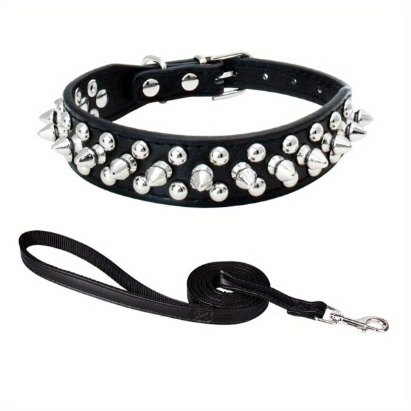 Spiked Fashion Dog Collar Set - Durable, Adjustable, Stylish Design for Training, Walking, and Pet Control - Includes Matching Leash for a Perfect Pet Accessory - Image 26