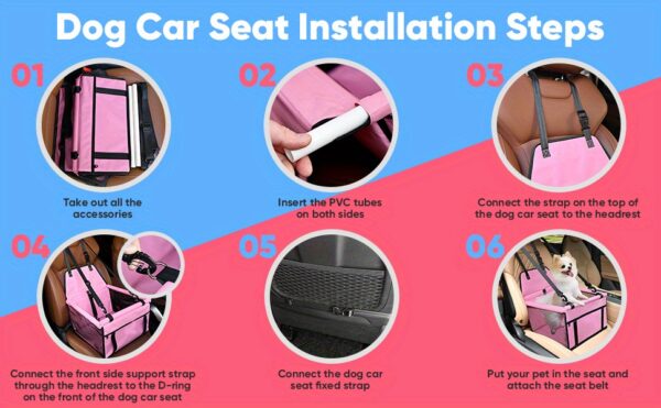 Pet Car Booster Seat For Dog Cat Portable And Breathable Bag With Seat Belt Dog Carrier Safety Stable For Travel Look Out With Clip On Leash With PVC Tube Christmas Gift - Image 22