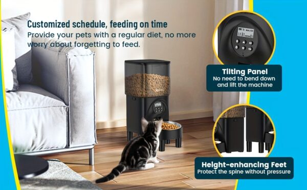 Elevated Automatic Cat Feeders, 19 Cup Timer Dry Food Dispenser for Cats and Dogs Pets with Desiccant Bag, Dog Feeder with Portion Control, Voice Recorder, 1 Pack - Image 14