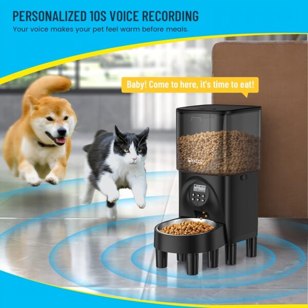 Elevated Automatic Cat Feeders, 19 Cup Timer Dry Food Dispenser for Cats and Dogs Pets with Desiccant Bag, Dog Feeder with Portion Control, Voice Recorder, 1 Pack - Image 4