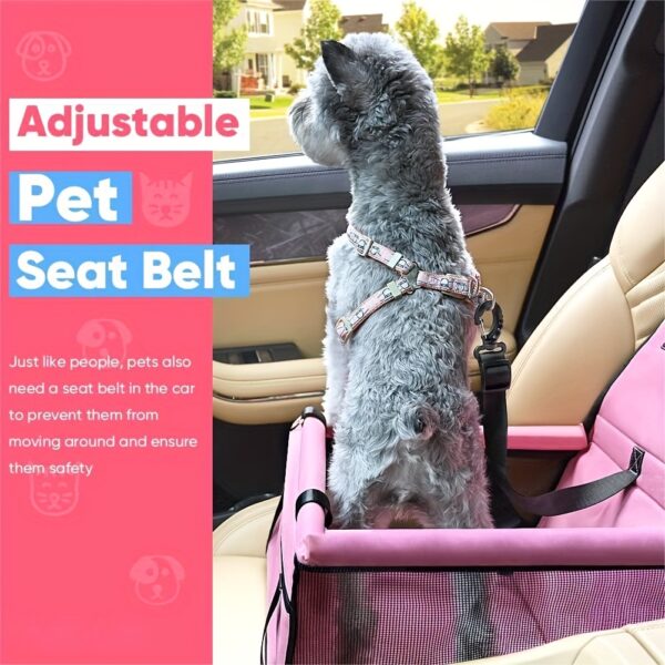 Pet Car Booster Seat For Dog Cat Portable And Breathable Bag With Seat Belt Dog Carrier Safety Stable For Travel Look Out With Clip On Leash With PVC Tube Christmas Gift - Image 6