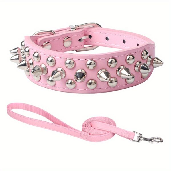 Spiked Fashion Dog Collar Set - Durable, Adjustable, Stylish Design for Training, Walking, and Pet Control - Includes Matching Leash for a Perfect Pet Accessory - Image 33