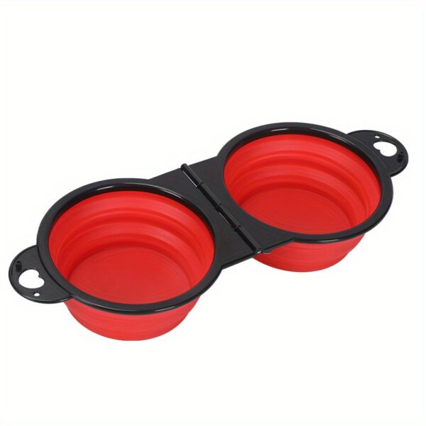 Collapsible Silicone Dog Travel Bowls, 2 In 1 Double Bowls Folding TPE Dog Food Bowl Water Bowl, Hangable Dog Feeder Dish Bowl For Outdoor Walking Camping Traveling - Image 6