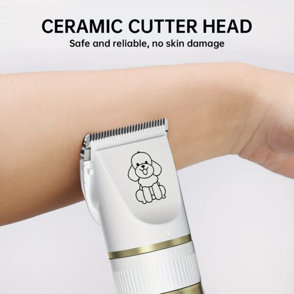 Professional Pet Grooming Kit - USB Rechargeable Electric Clippers & Brush Set with Ceramic Blades for Dogs & Cats, Includes 6mm & 12mm Combs - Ideal for Small to Medium Breeds, Dog Grooming - Image 9