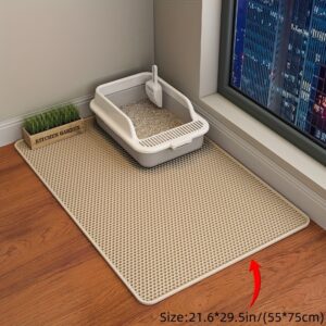 [Popular Choice] Honeycomb Cat Litter Mat, Double-Layer Scatter Control Pad, Waterproof Urine, Washable and Easy to Clean, Phthalate-Free EVA Material, Cat Litter Box, Beautiful