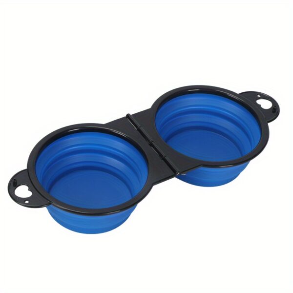 Collapsible Silicone Dog Travel Bowls, 2 In 1 Double Bowls Folding TPE Dog Food Bowl Water Bowl, Hangable Dog Feeder Dish Bowl For Outdoor Walking Camping Traveling - Image 8