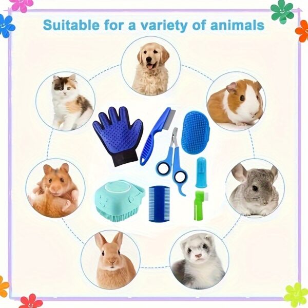 [8-Piece Pet Grooming Kit Uncharged] 8-Piece Pet Grooming Kit for Dogs - PP Material, Uncharged, Battery-Free - Includes Shampoo Brush, Flea Comb, Nail Clippers, Toothbrush, and More - Image 10