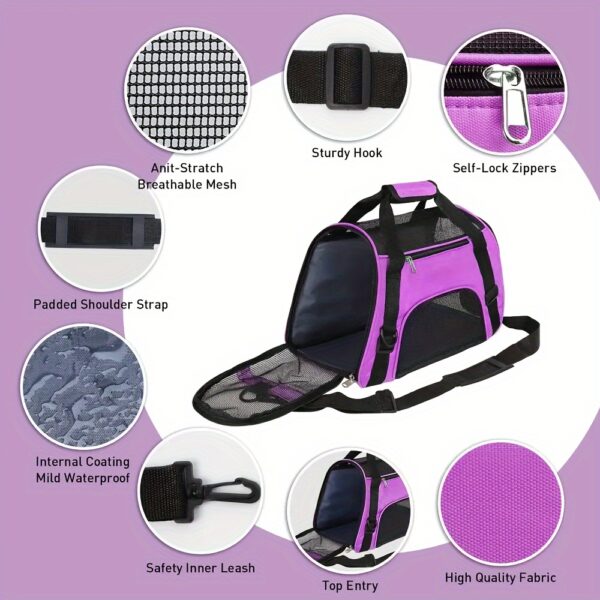 Cat Carrier Dog Carrier Pet Carrier, Airline Approved Soft-Sided Foldable Pet Bag Puppy Carrier With Breathable Mesh For Small Medium Cats Dogs Rabbit - Image 5