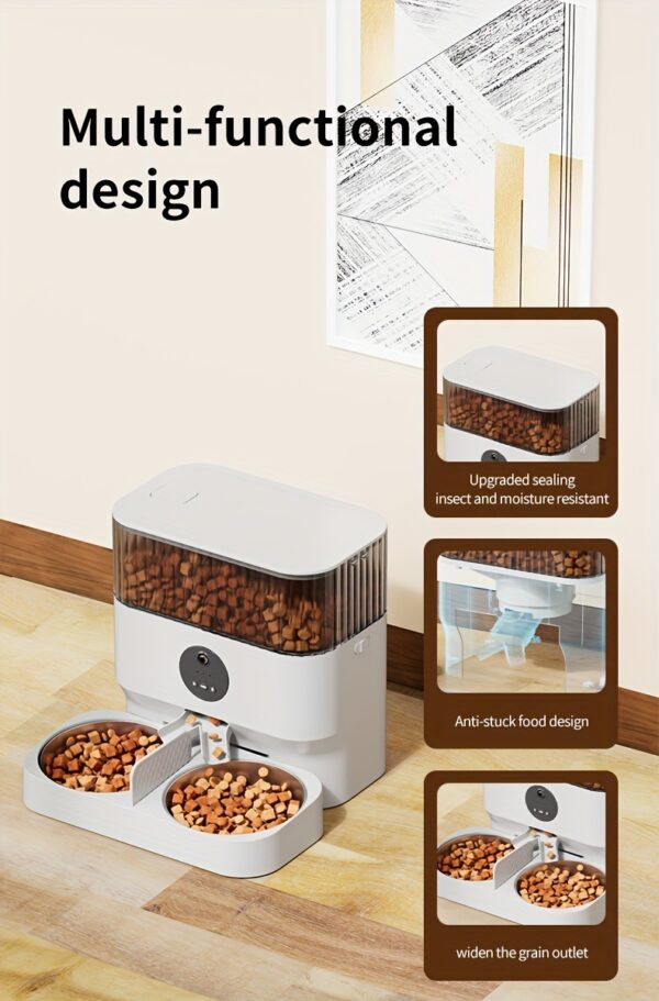 Large Capacity Automatic Dog Feeder, WiFi Cat Food Dispenser, with 1080P Camera, Can Feed 2 Cats and Dogs, 1.32gal Pet Feeder, APP Control, Two-way Audio, Dual Power, Three Versions, Ideal Gift for Pet Owners Does not include battery and adapter - Image 16