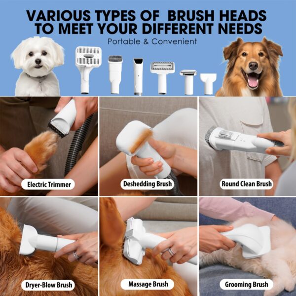 6-in-1 Pet Grooming Kit with Vacuum & Hair Dryer: Multi-Purpose Set for Dogs & Cats with 3.3L Dust Bin and Dog Clipper - Image 5