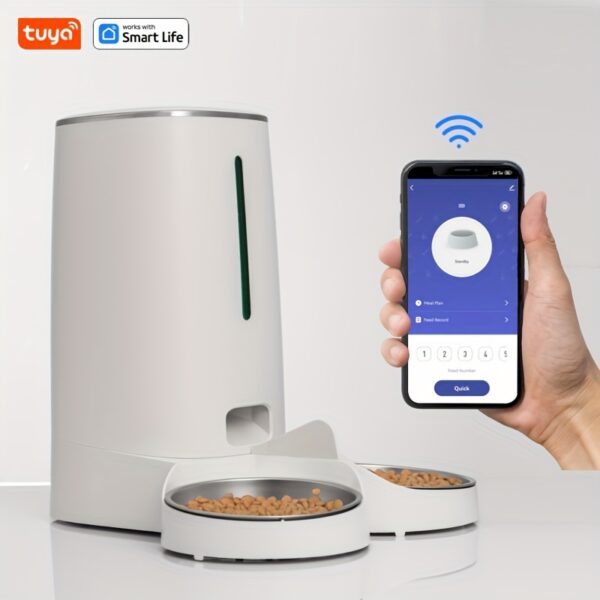 4L High-Capacity Tuya Smart Automatic Pet Feeder - WiFi Remote Control, Up to 10 Meals per Day, 36 Portions per Meal, Timely and Accurate Feeding - Suitable for 0.16-0.47 inch Diameter Dry Food, Single and Double Bowls Options, Perfect for Cats and Dogs - Image 11