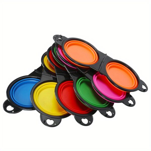 Collapsible Silicone Dog Travel Bowls, 2 In 1 Double Bowls Folding TPE Dog Food Bowl Water Bowl, Hangable Dog Feeder Dish Bowl For Outdoor Walking Camping Traveling - Image 23