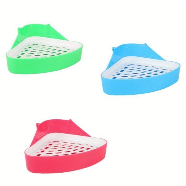 3pcs pieces of pet toilet small animal cat litter tray corner suitable for hamster, guinea pig, ferret, sand rat pet toilet - Image 3