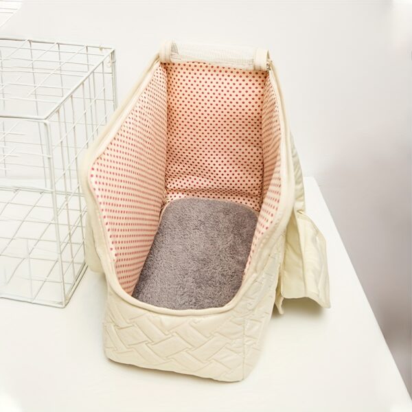 Portable Canvas Dog Carrier Bag - Breathable, Large Capacity Pet Tote with Shoulder Strap for Small to Medium Breeds - Available in Beige, Gray, Pink - Image 13