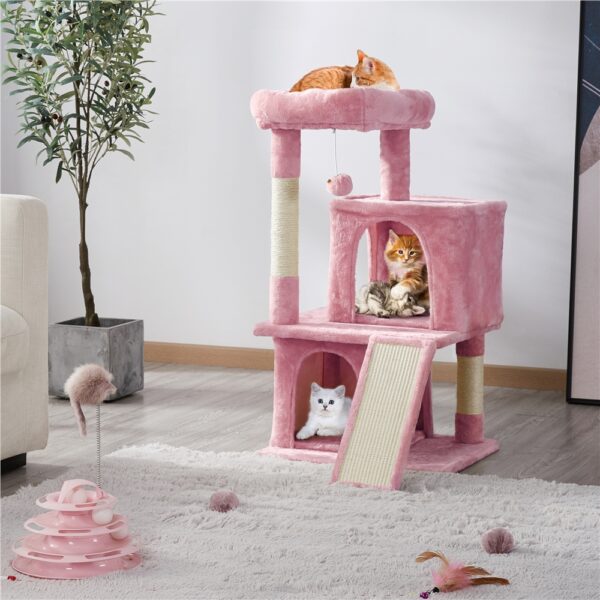 Costoffs 36'' Cat Tree Multilevel Cat Tower with Extra Large Perch & Scratching Posts & Scratching Board for Indoor Cats/ Kittens - Image 5