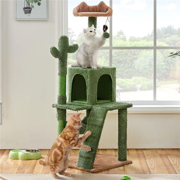 Costoffs 53.5'' Height Cactus Cat Tree Cat Furniture with Natural Sisal Hammock Platform Cat Tree Basket Cat Climbing Tree for Small- to Medium-sized Cats - Image 5