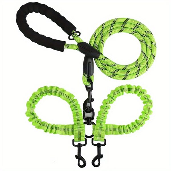 Two Dog 360 Swivel No Tangle Double Shock Absorbing Reflective Bungee Training Leashes, Double Dog Leashes for Walking - Image 13